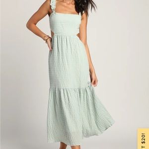 Dreamiest Darling Mint Smocked Tie-Back Tiered Midi Dress